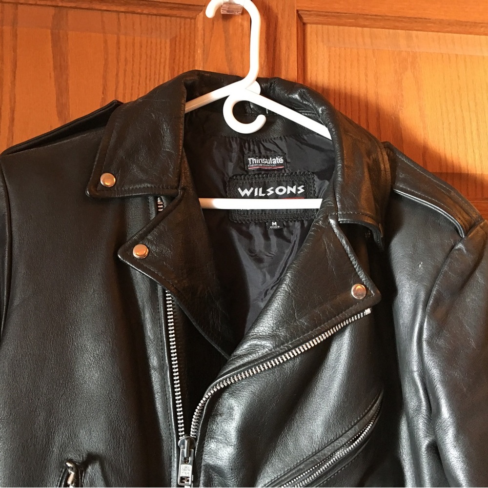 Black Leather Unisex Waist Length Jacket